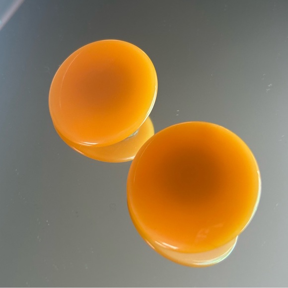 Orange Circle with silver Clip-on Earrings - Picture 6 of 10